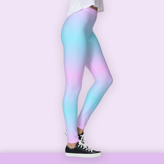 Legging Gradação Cor-de-Rosa Ombré e Turquesa (Criador carregado)