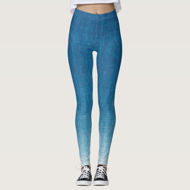 Legging Gradação de Azul-Corante Japonês (Frente)