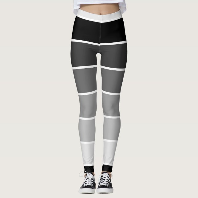 Legging Gradação Em Série De Branco A Preto (Frente)