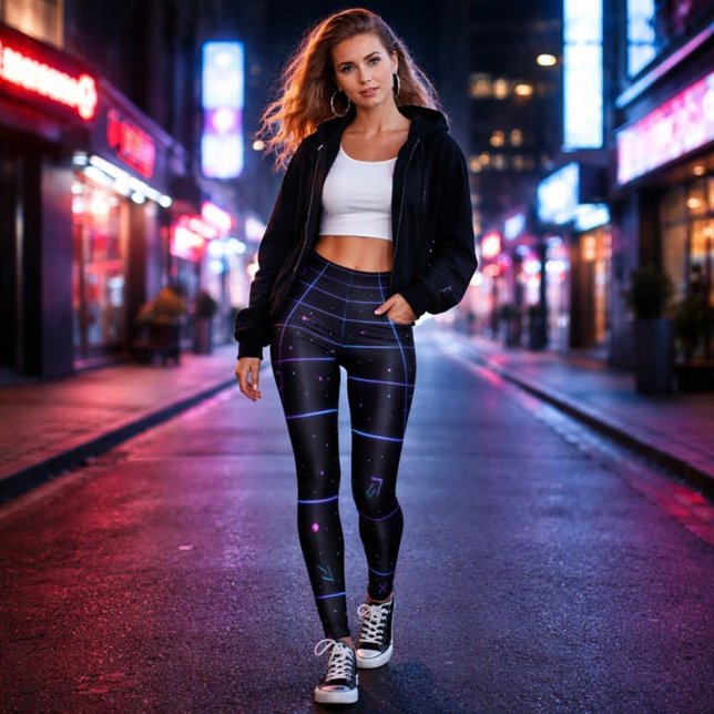 Legging Grade de Neon Arcade dos Anos 80 Retro (Criador carregado)