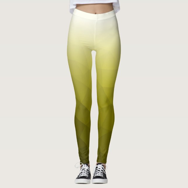 Legging Gradiente Amarelo Branco Padrão Geométrico de Malh (Frente)