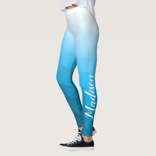 Legging Gradiente Azul Ciano Aqua Geometria Malha Nome do