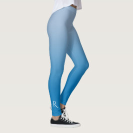 Legging Gradiente Azul Claro a Escuro com Monograma Elegan