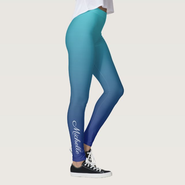 Legging Gradiente azul-ombre personalizado (Direita)