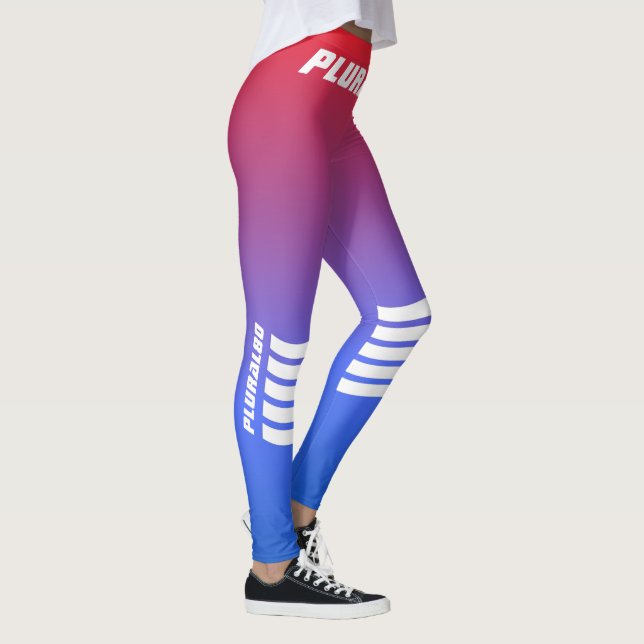 Legging Gradiente azul-vermelho monograma moderno (Direita)