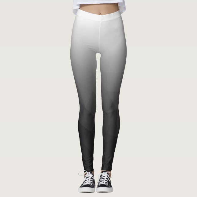 Legging Gradiente Branco Cinza Escuro Geometria Malha Padr (Frente)