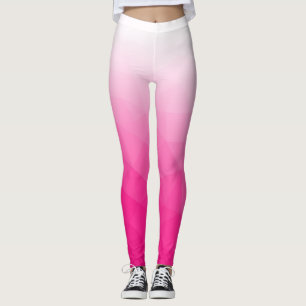 Legging Gradiente Branco Rosa Quente Padrão de Malha Geomé