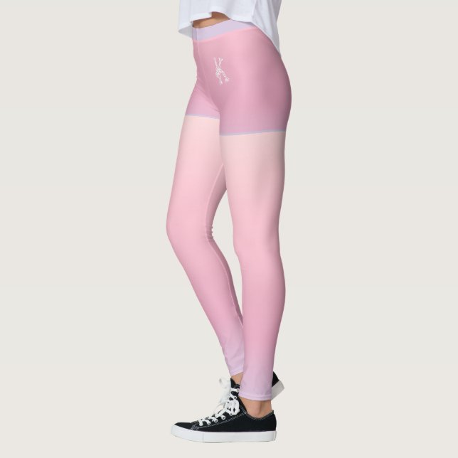 Legging Gradiente Cor-de-Rosa Azul, Curto, Monograma Perso (Esquerda)