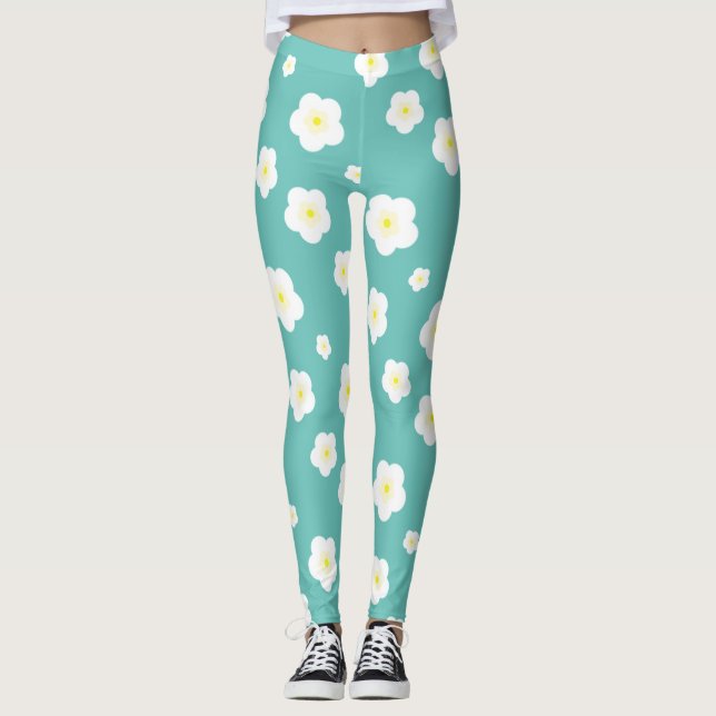 Legging Gradiente de flores de Primavera simples moderno (Frente)