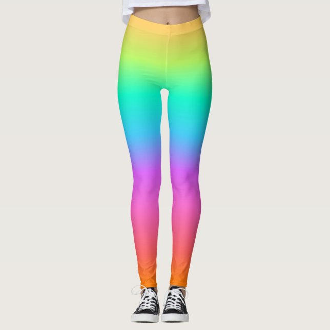 Legging Gradiente de Ombre Arco-Íris Pastel (Frente)