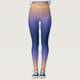 Legging Gradiente de Pêssego a Índigo Elegante Ombre Atlét