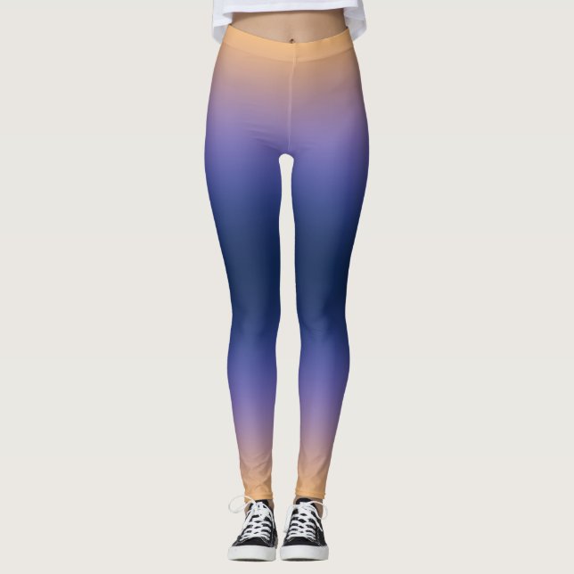 Legging Gradiente de Pêssego a Índigo Elegante Ombre Atlét (Frente)