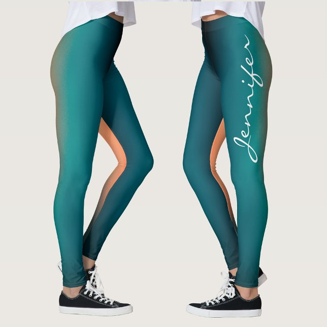 Legging Gradiente de Teal Escuro Personalizado e na Moda p (Criador carregado)
