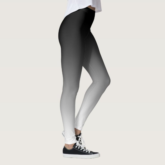 Legging Gradiente legal e de Trendência Preto para Branco (Direita)