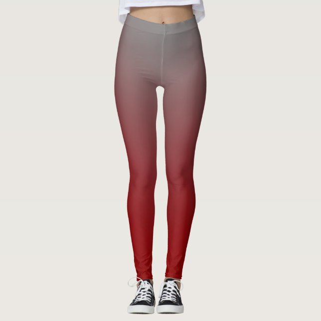 Legging Gradiente Moderno de Vermelho a Cinza (Frente)