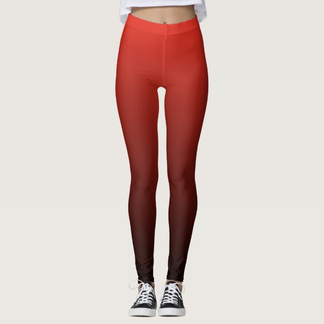 Legging Gradiente Moderno Tendência Vermelho e Preto (Frente)
