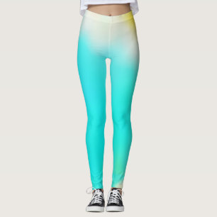 Legging Gradiente Ombre de Água Marinha de Amarelo a Verde