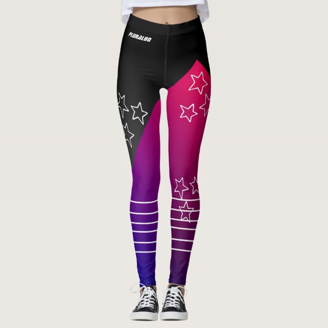 Legging Gradiente preto-rosa-claro-esportado (Frente)