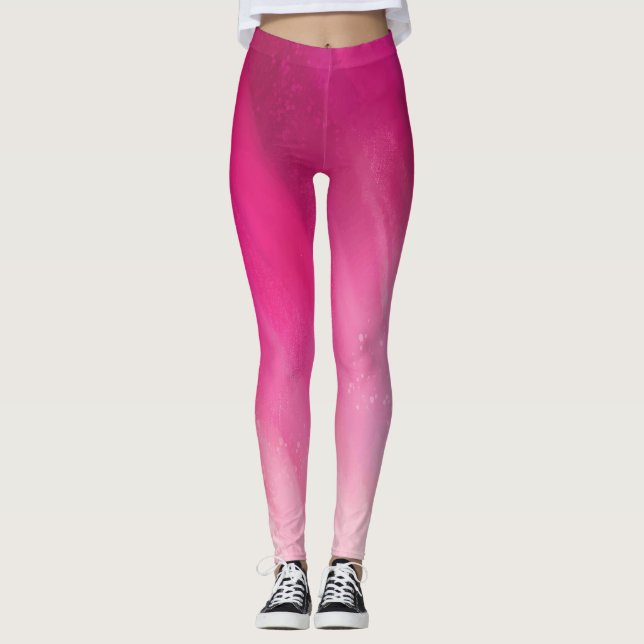 Legging Gradiente Rosa Escuro para a Rosa claro (Frente)