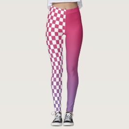 Legging Gradiente rosa para roxo e padrão verificado