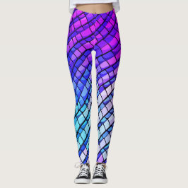 Legging Gradiente Roxo Tendencial Padrão Geométrico Abstra
