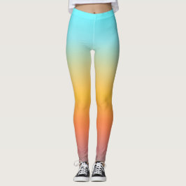 Legging Gradiente Suave de Pôr do Sol em Aqua Pastel Ombre