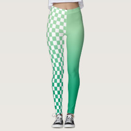 Legging Gradiente verde claro a escuro e padrão verificado