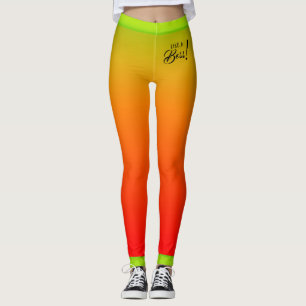 Legging Gradiente Vermelho Amarelo Tropical com Texto de C