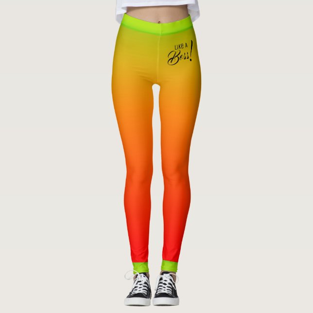 Legging Gradiente Vermelho Amarelo Tropical com Texto Igua (Frente)