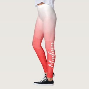 Legging Gradiente Vermelho Malha Geométrica Seu nome perso