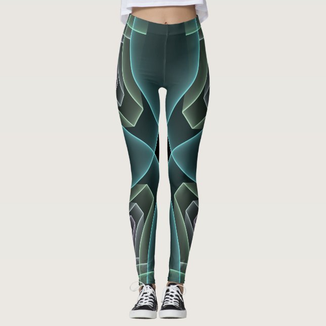 Legging Gráfico de Arte Geométrica Teal Moderna (Frente)