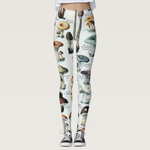 Legging Gráfico de Cogumelo Comestível Vintage