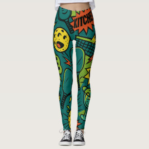 Legging Gráfico de Mascote da Corte de Picleball