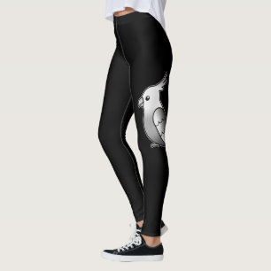 Legging Gráfico de Pássaros de Cartoon de Cockatiel em Bra