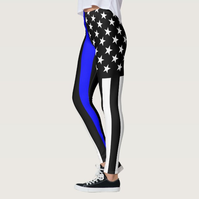 Legging Gráfico de Sinalizador Americano de Linha Azul Fin (Esquerda)