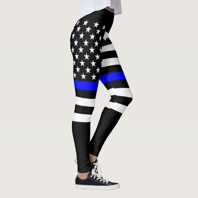 Legging Gráfico de Sinalizador Americano de Linha Azul Fin (Direita)