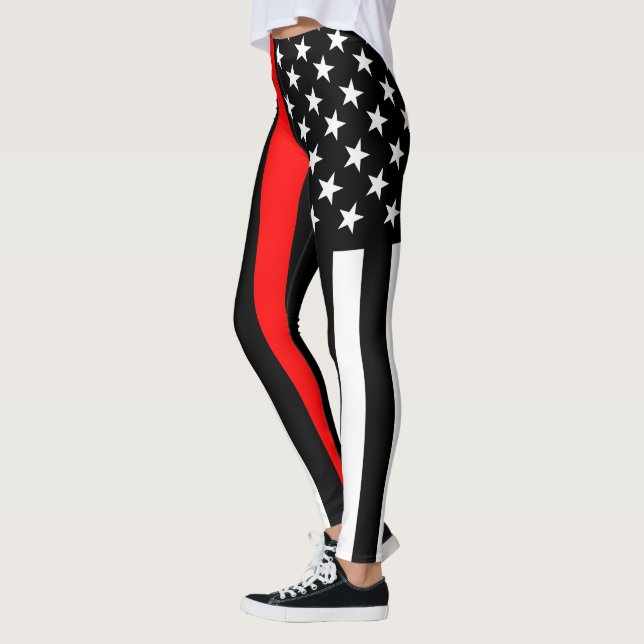 Legging Gráfico de Sinalizador Americano Thin Red Line em (Esquerda)