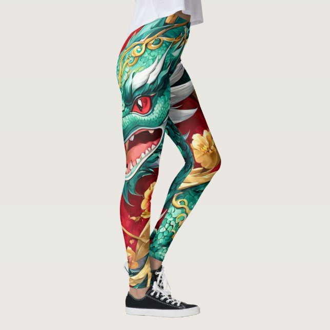 Legging Gráfico do Dragão Chinês na moda (Direita)