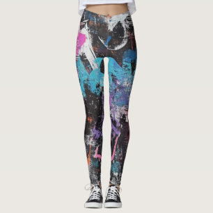 Legging Grafite Abstrato Urbano Colorido Roxo Azul Preto