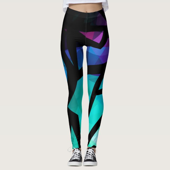 Legging grafite poligonal moderno abstrato (Frente)