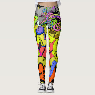 Legging Grafite Urbano: Muro de Arte Vintage