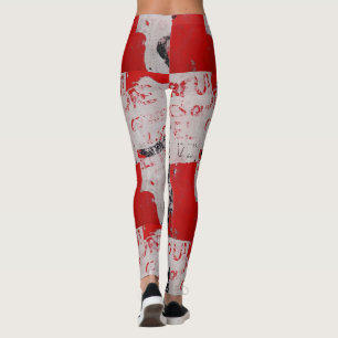 Legging Grafite vermelho e branco desbotado com lápis afri