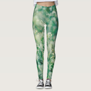Legging Grama Verde Deixa Flores Plantas Natureza