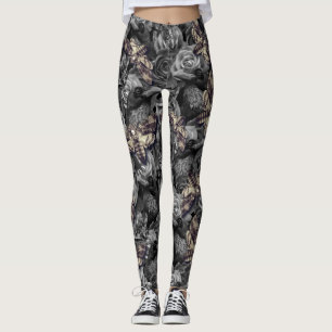 Legging Grande Cinza Cabeça de Morte Hawk Moths Gótica Rav