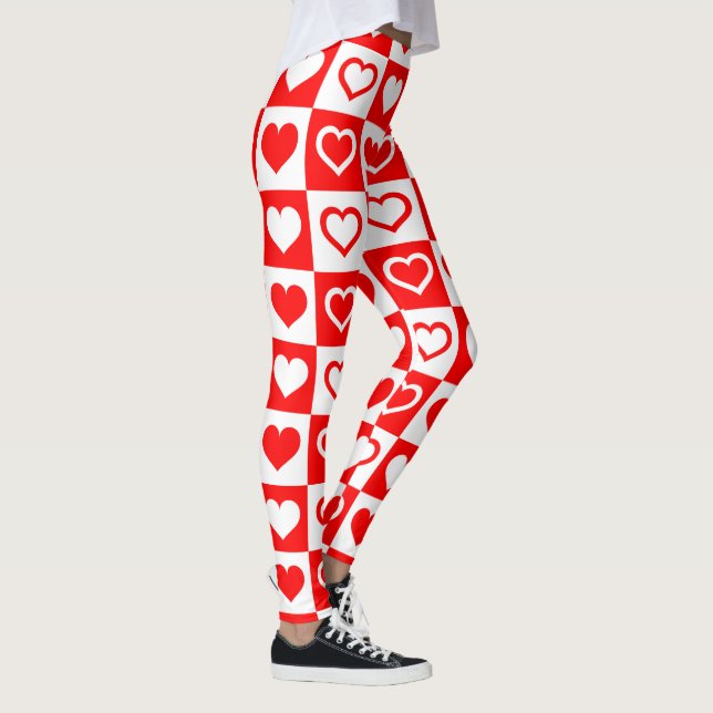 Legging Grande Coração Vermelho Padrão de Xadrez Thunder_C (Direita)