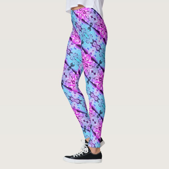Legging Grande espelhamento do tom azul-céu e rosa a roxo (Esquerda)