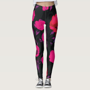 Legging Grande padrão floral de tulipas estilizadas.
