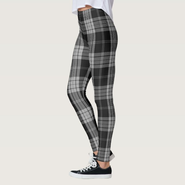 Legging Grande xadrez de Tartan de linho cinzenta preta (Esquerda)