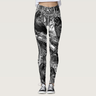 Legging Grandes caneleiras pretas do corvo