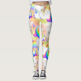 Legging Grandes Estrelas Rainbow Unicorn Princesa da Flore